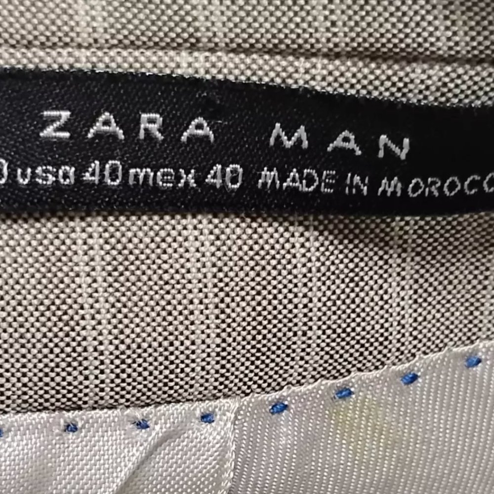 Zara Man 100% Wool Blazer Striped Beige Size 40 EU (Medium) Neutral Elegant - Picture 10 of 10